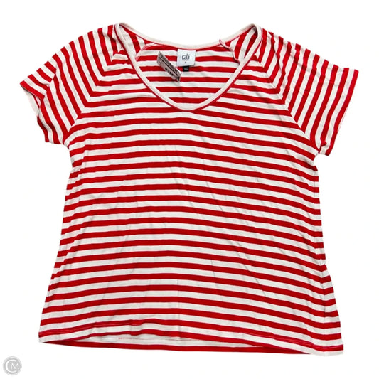 Top Short Sleeve By Cabi In Red & White, Size: M