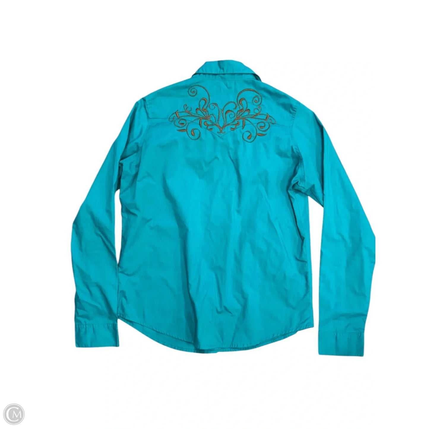 Top Long Sleeve By Wrangler In Teal, Size: M