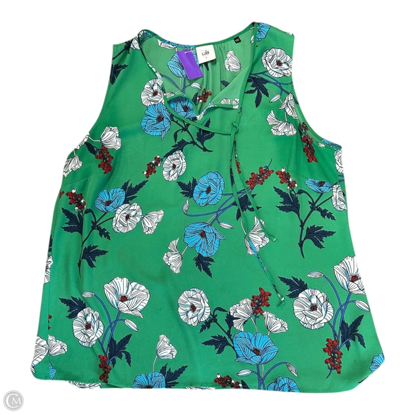 Top Sleeveless By Cabi In Floral Print, Size: L