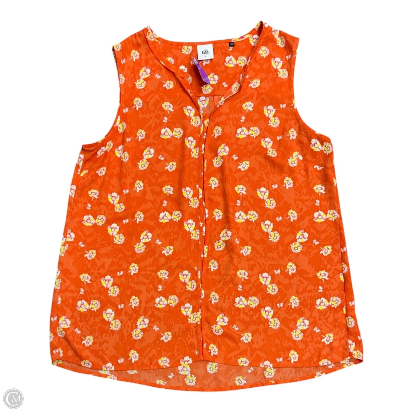 Top Sleeveless By Cabi In Floral Print, Size: L