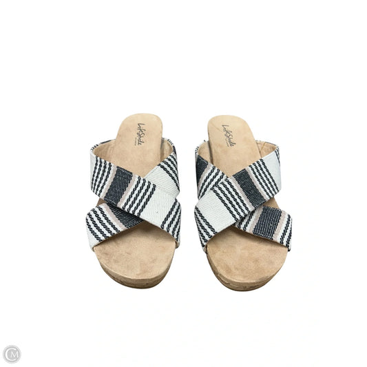 Sandals Heels Wedge By Life Stride In Black & Tan, Size: 11