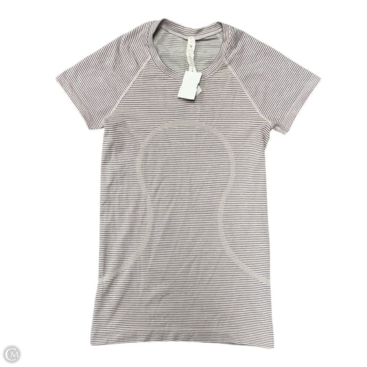 Athletic Top Short Sleeve By Lululemon In Black & Pink, Size: 4