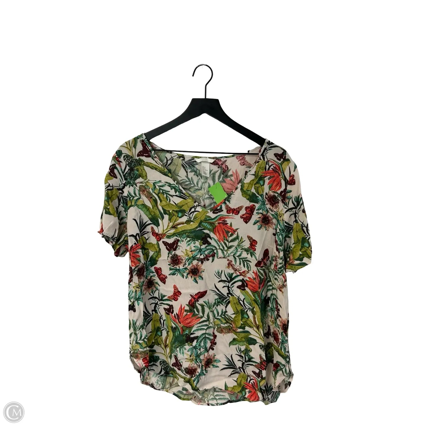 Top Short Sleeve By H&m In Floral Print, Size: 12