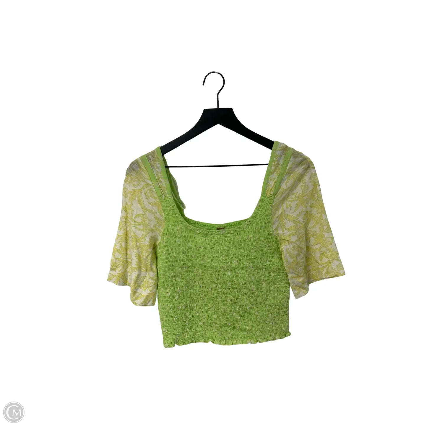 Top Short Sleeve By Free People In Green & Yellow, Size: M