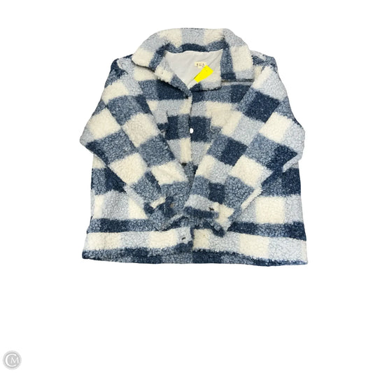 Jacket Faux Fur & Sherpa By Pol In Blue & White, Size: S