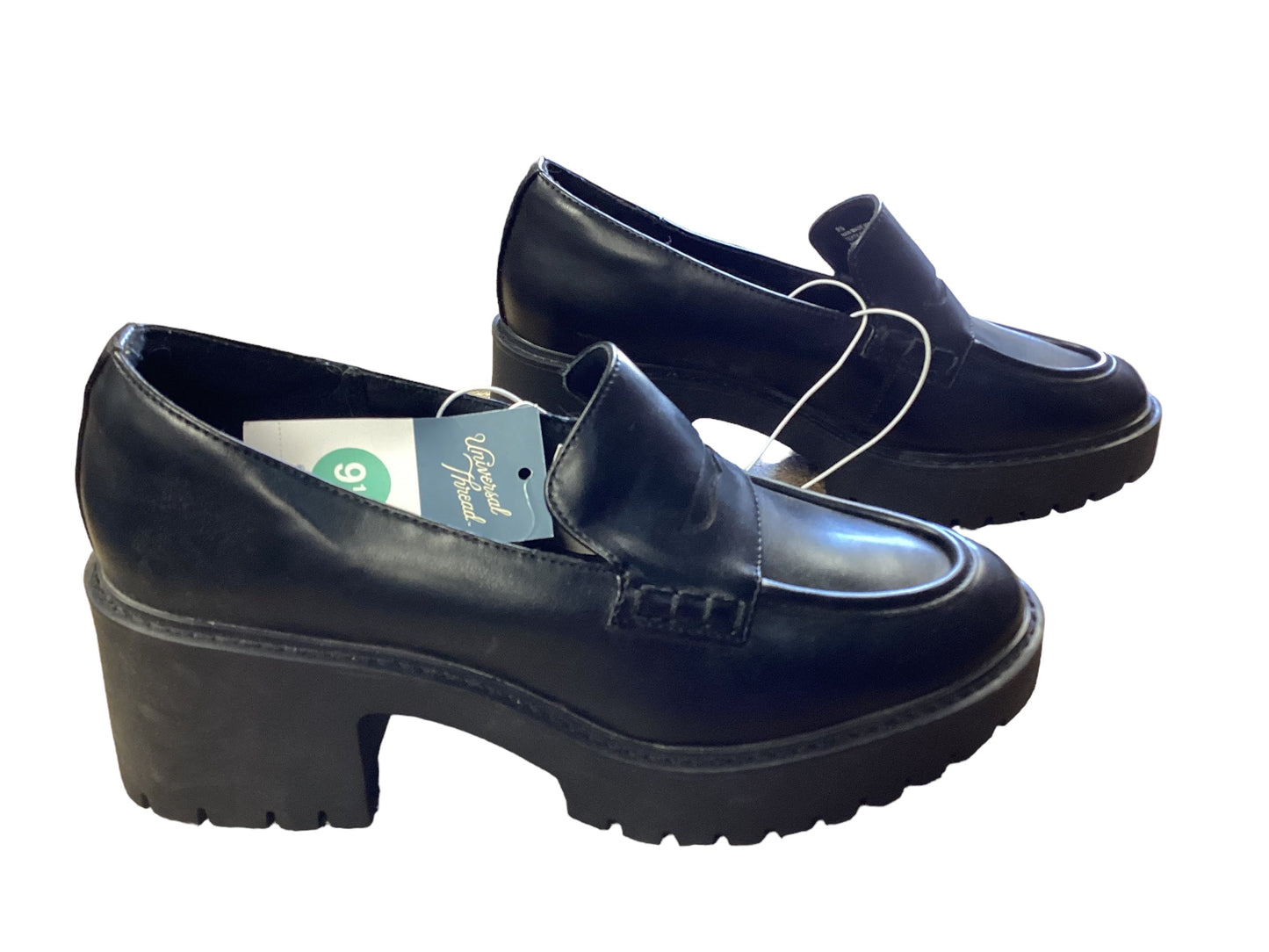 Black Shoes Heels Block Universal Thread, Size 9.5