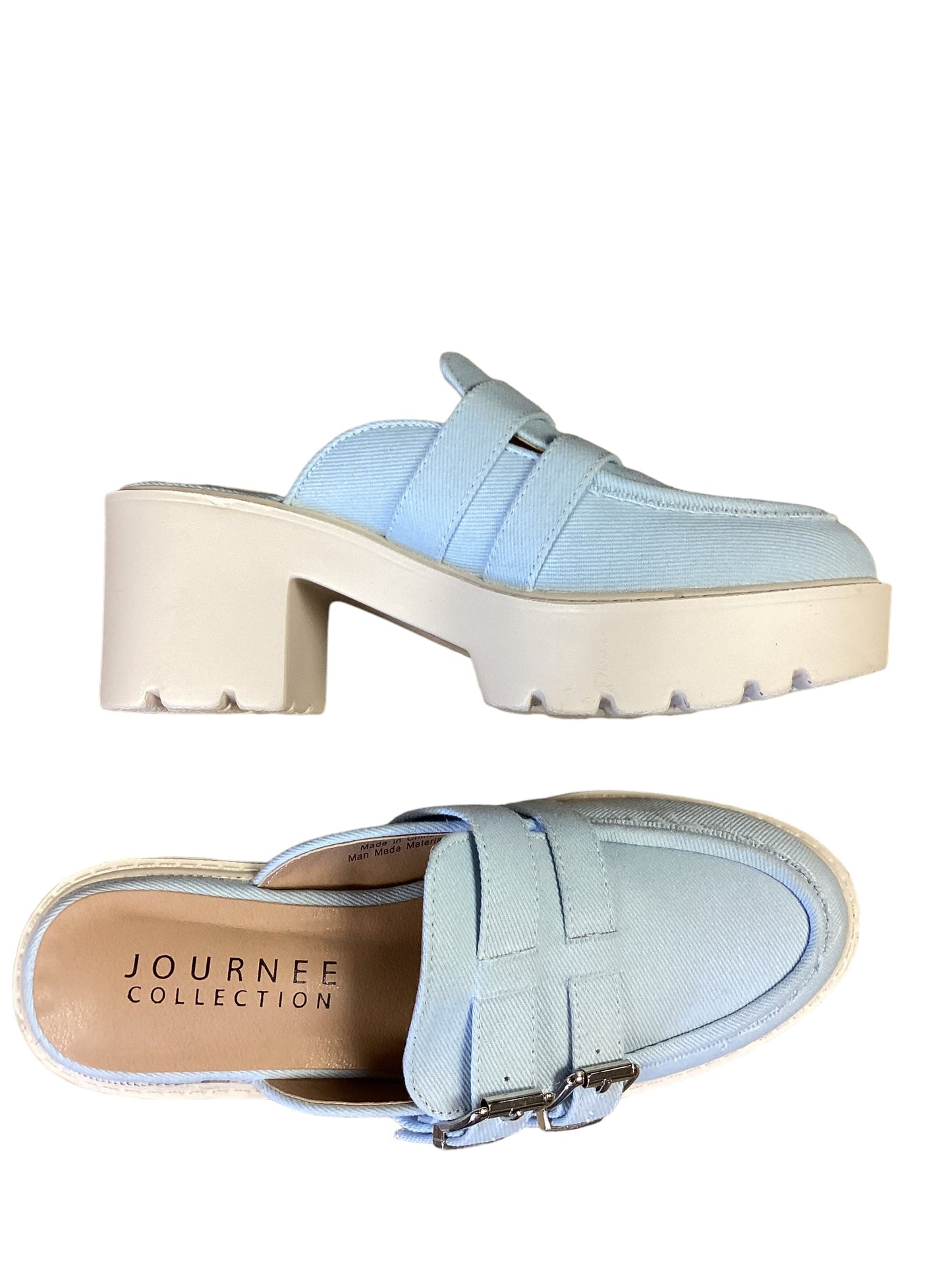 Blue Shoes Heels Block Journee, Size 6
