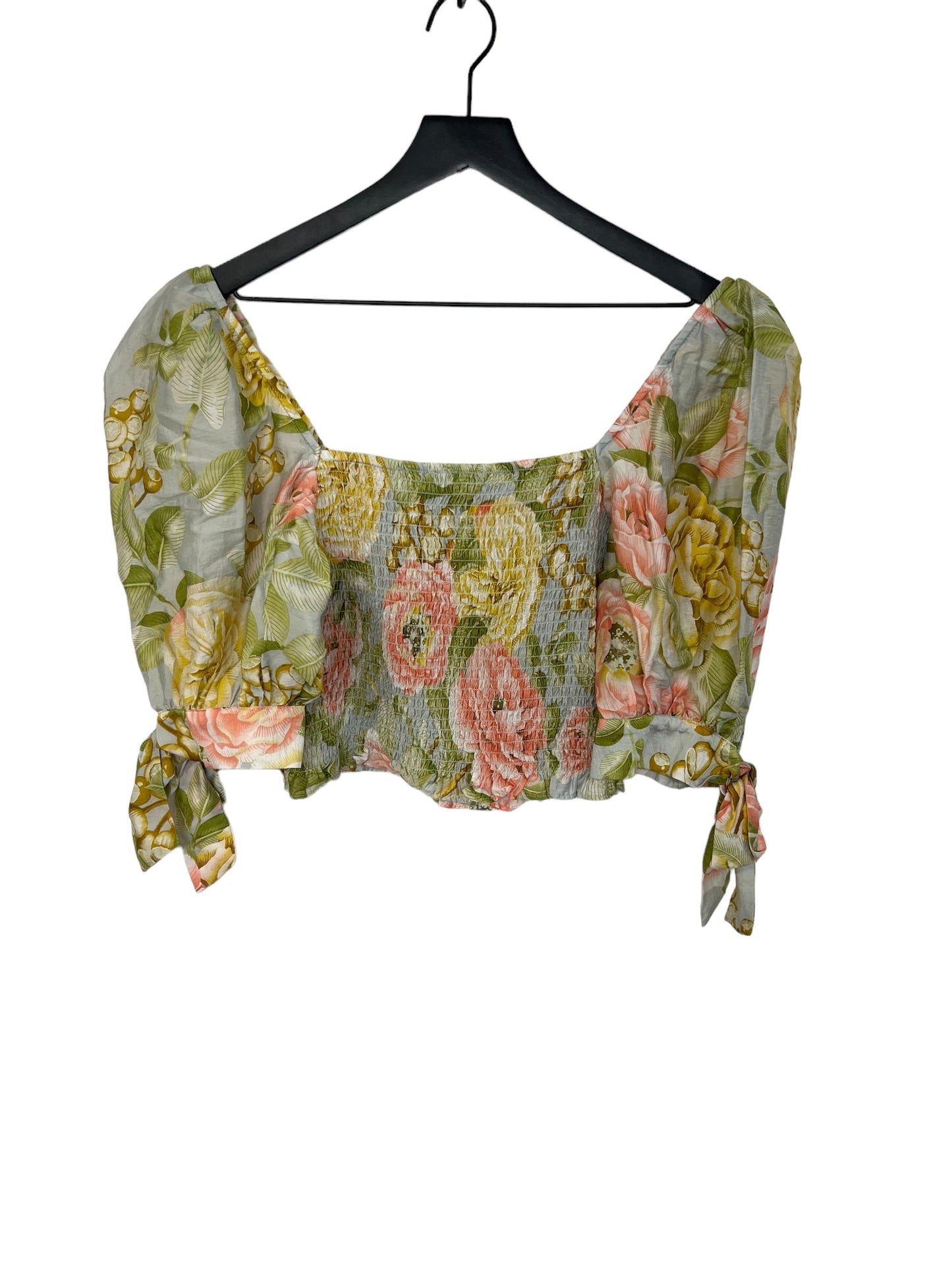 Floral Print Top Short Sleeve Express, Size L