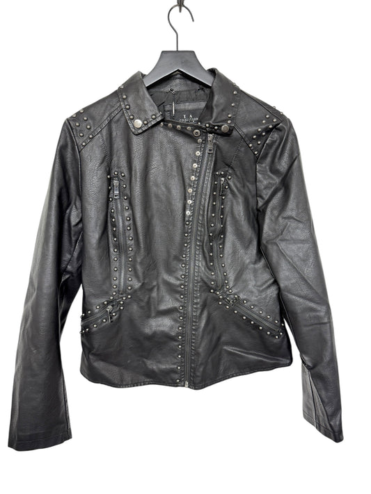 Jacket Moto By Clothes Mentor In Black, Size: Xl