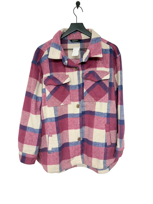 Jacket Shirt By Members Mark In Blue & Pink, Size: L