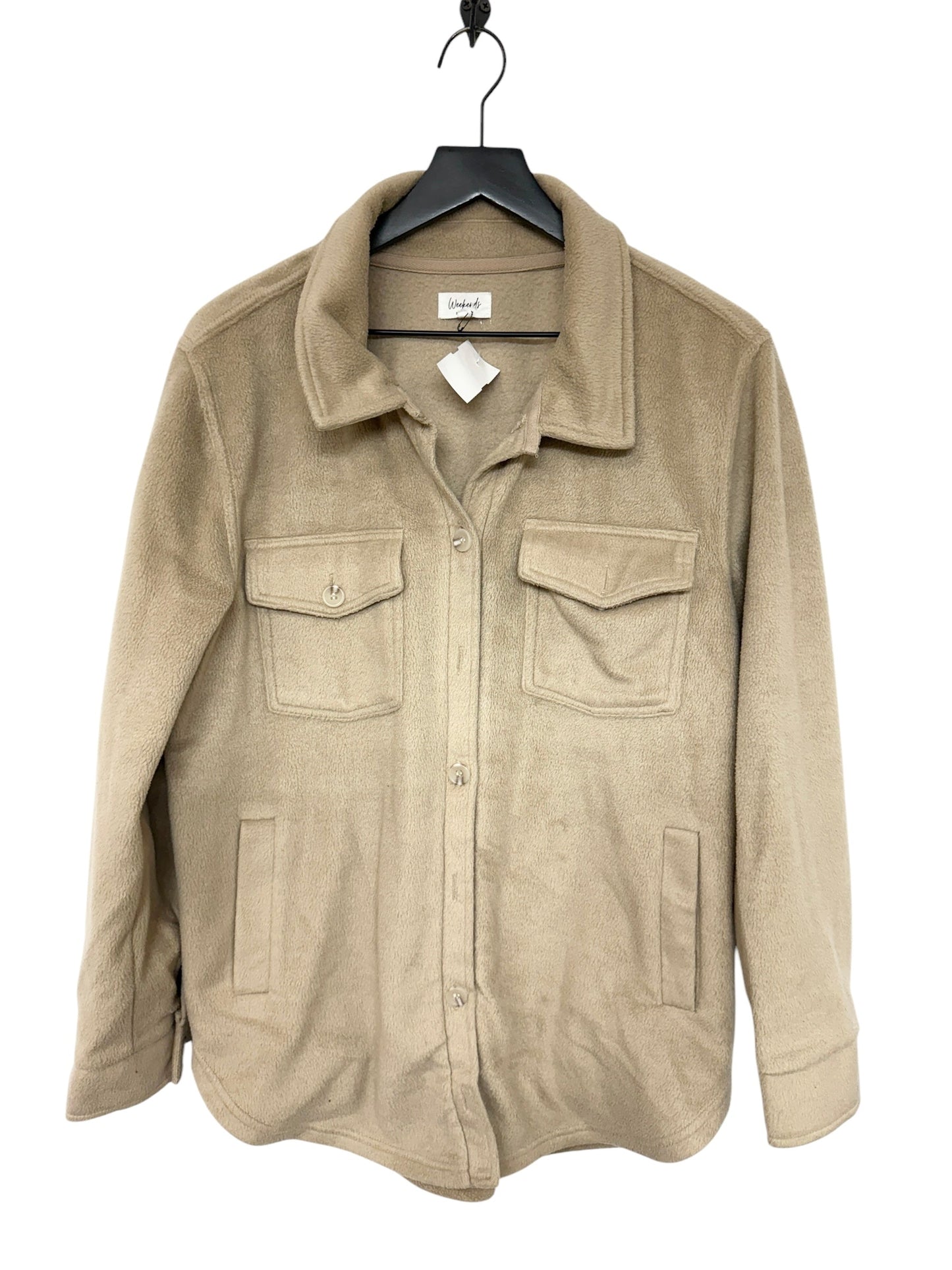 Jacket Shirt By Clothes Mentor In Beige, Size: M