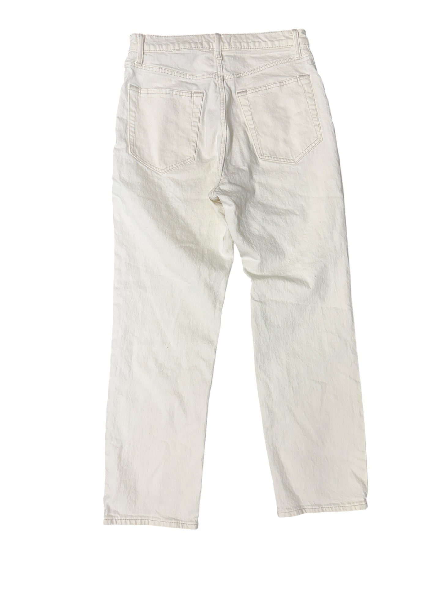 Jeans Straight By Abercrombie And Fitch In Cream Denim, Size: 10