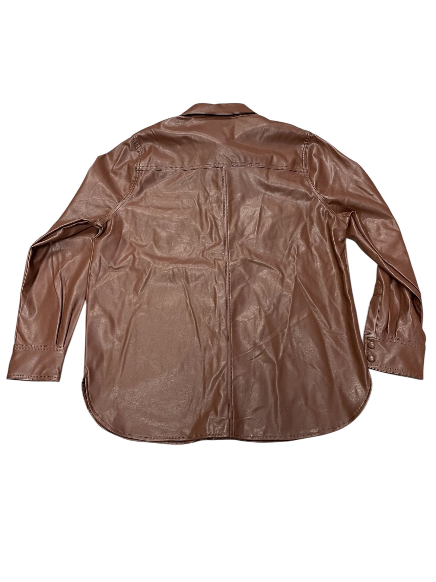 Jacket Shirt By Zenana Outfitters In Brown, Size: M