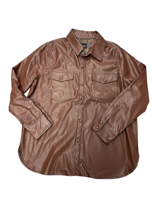 Jacket Shirt By Zenana Outfitters In Brown, Size: M