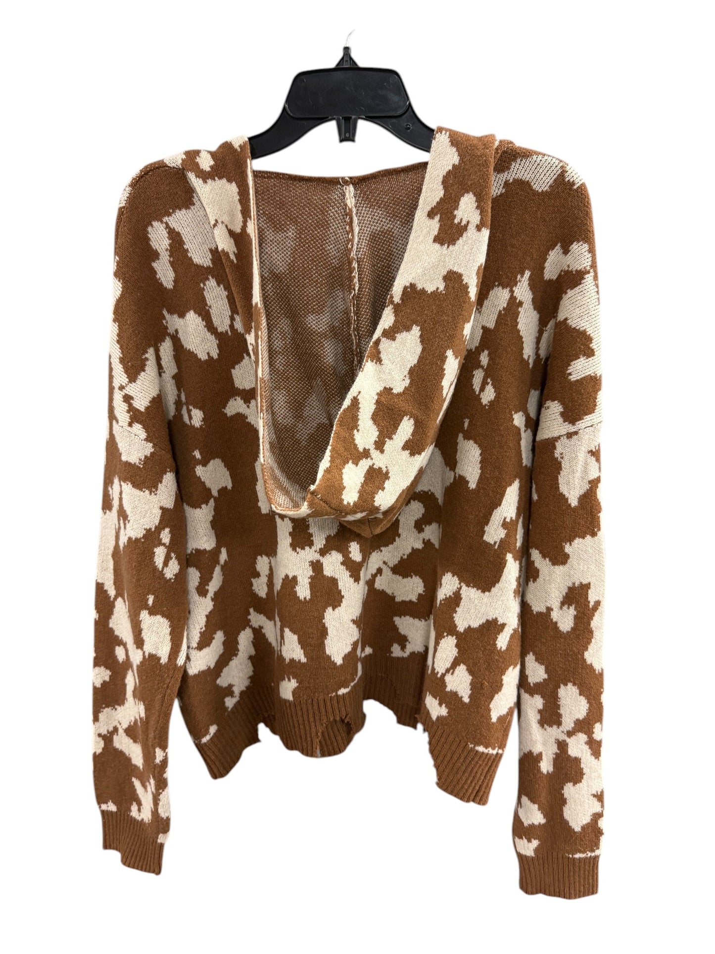 Sweater Cardigan By Cmc In Brown & Cream, Size: M