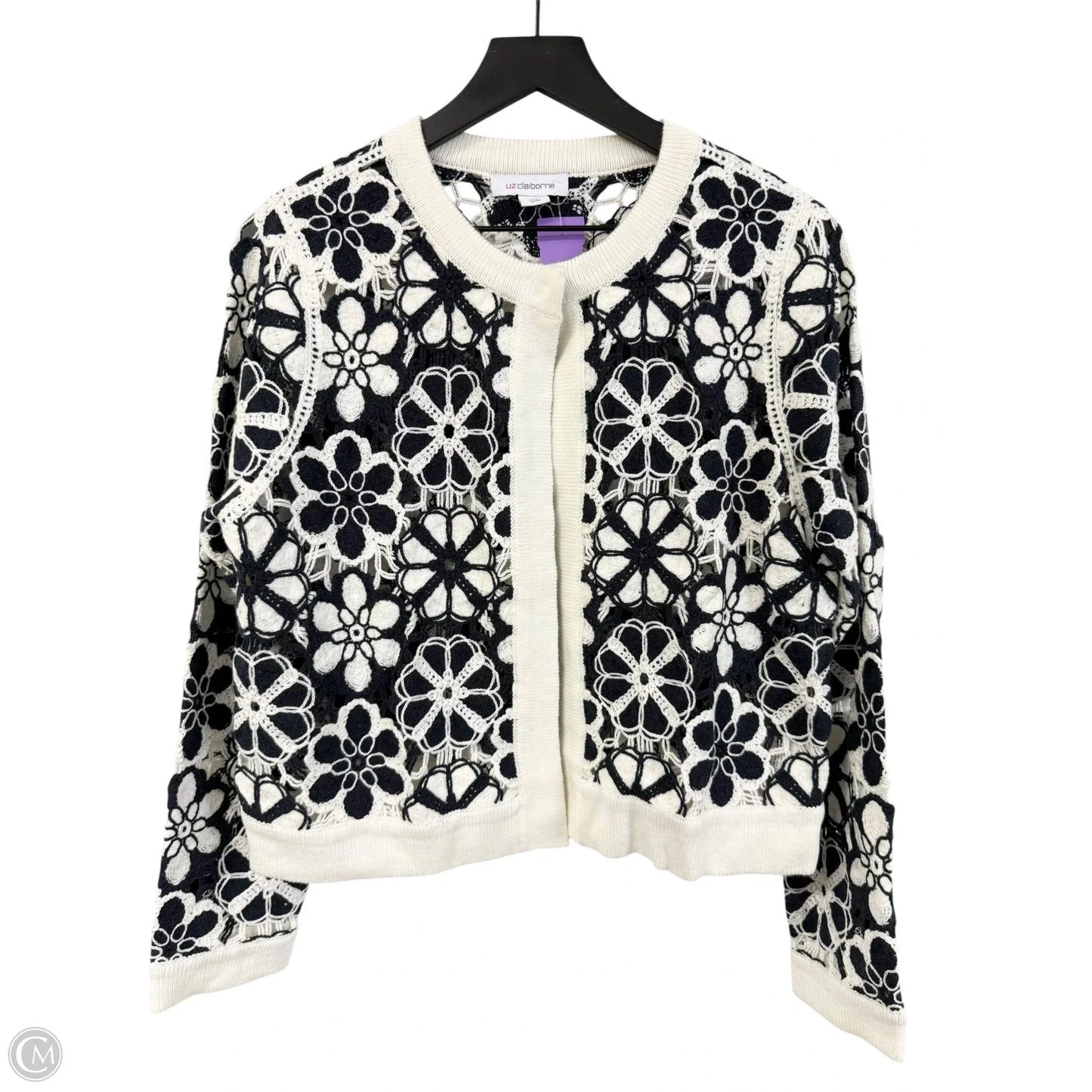 Cardigan By Liz Claiborne In Blue & White, Size: S