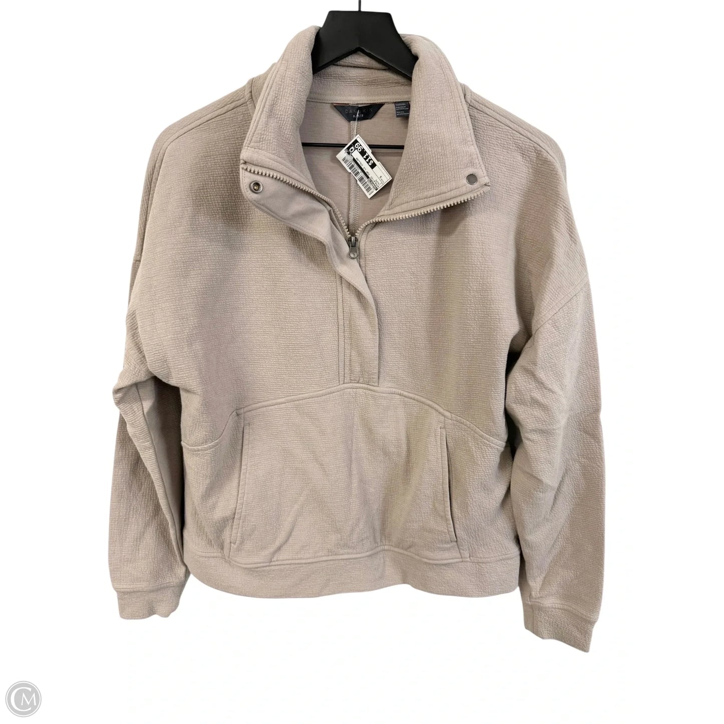 Athletic Top Long Sleeve Collar By Danskin In Taupe, Size: S