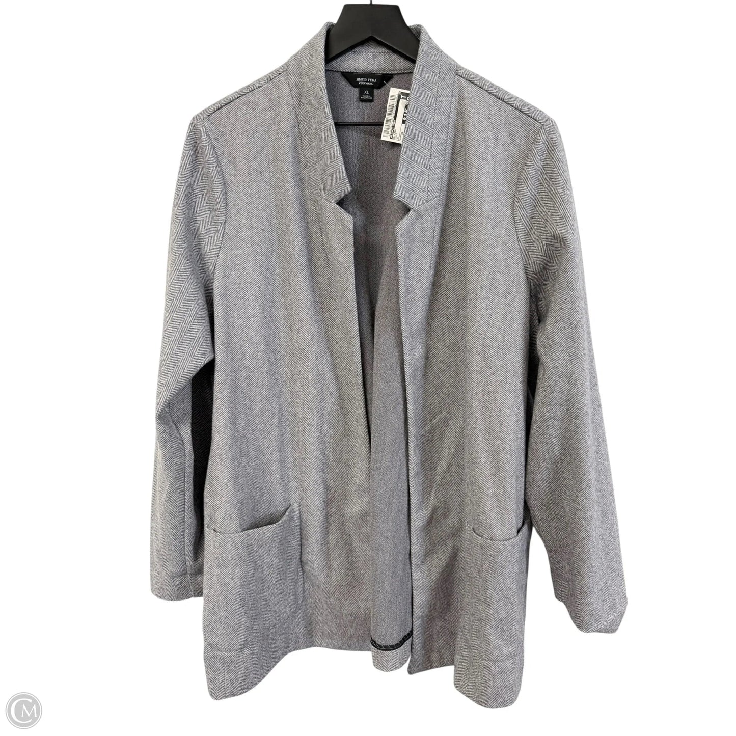 Blazer By Simply Vera In Grey, Size: Xl