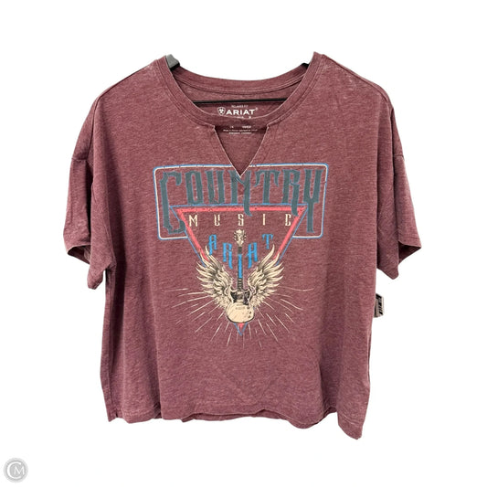 Top Short Sleeve By Ariat In Maroon, Size: M