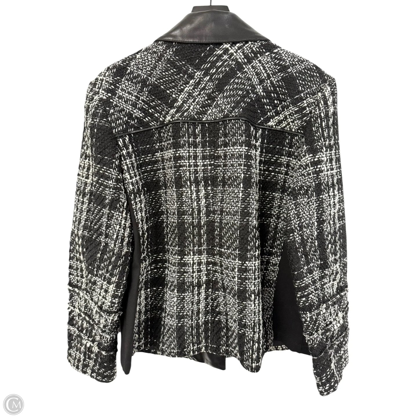 Jacket Moto By Chicos In Black & White, Size: Xl