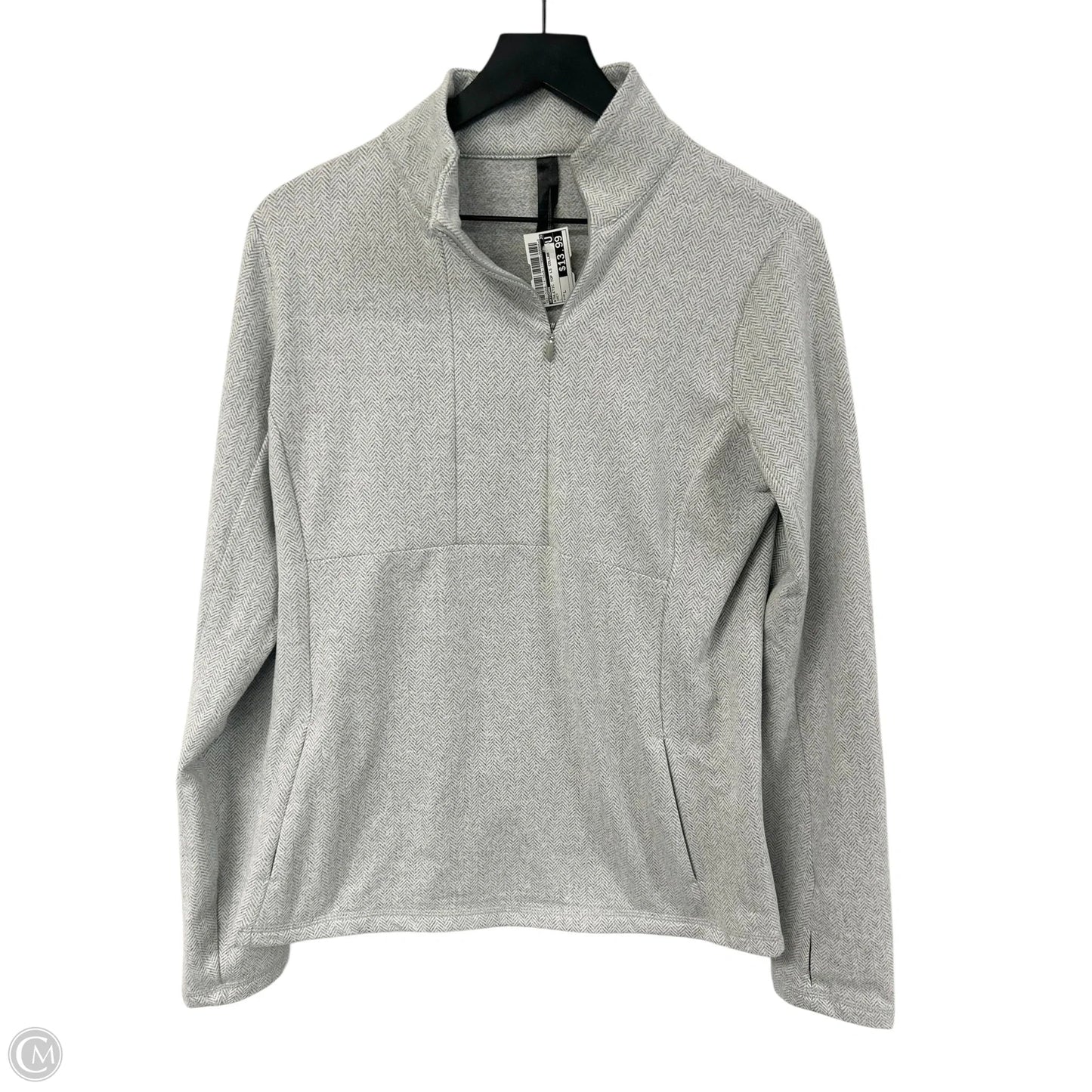 Athletic Top Long Sleeve Collar By Kyodan In Grey, Size: L