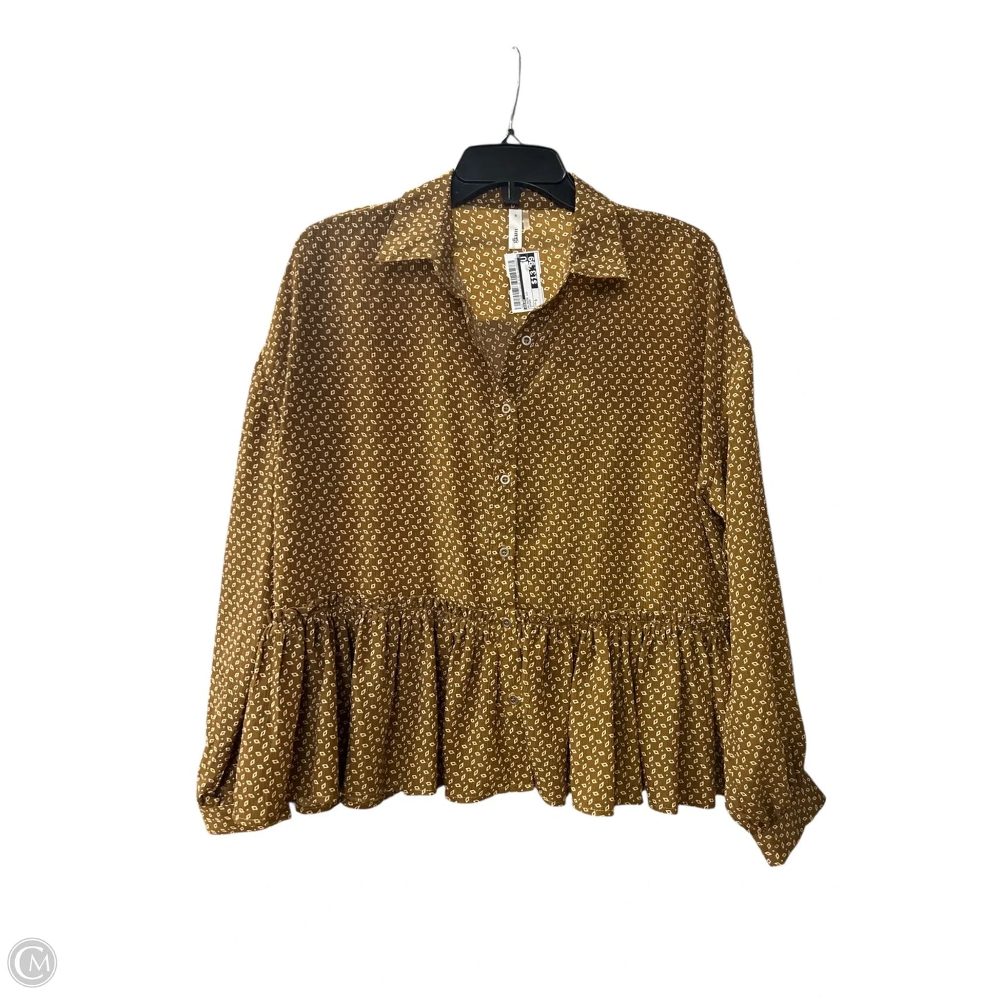 Blouse Long Sleeve By Glam In Brown, Size: S