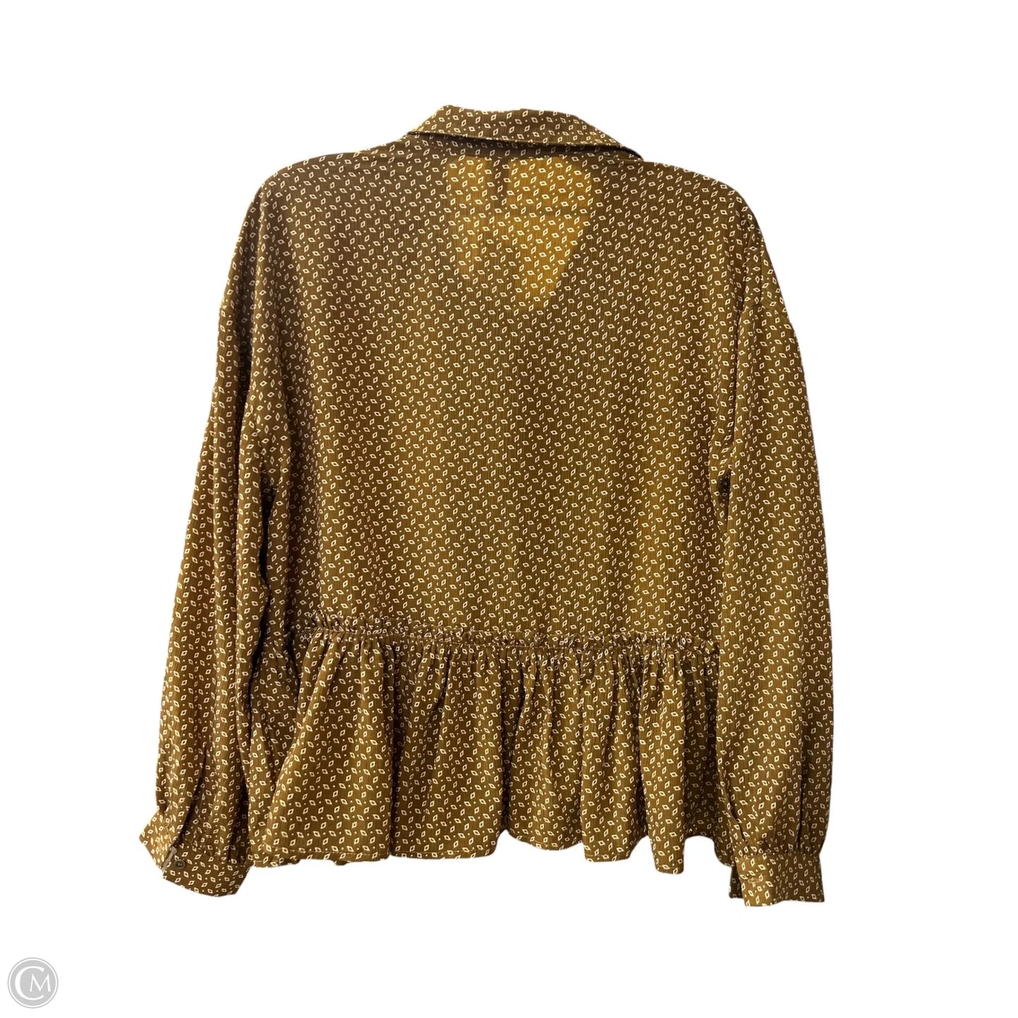 Blouse Long Sleeve By Glam In Brown, Size: S