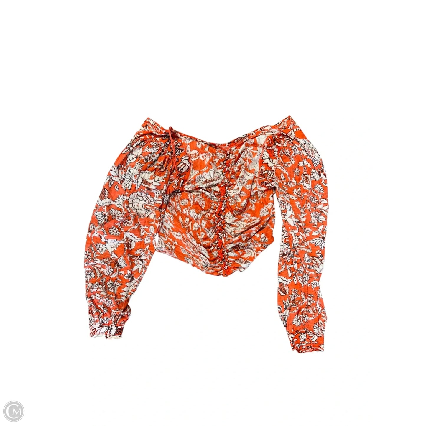 Top Long Sleeve By Free People In Cream & Orange, Size: M