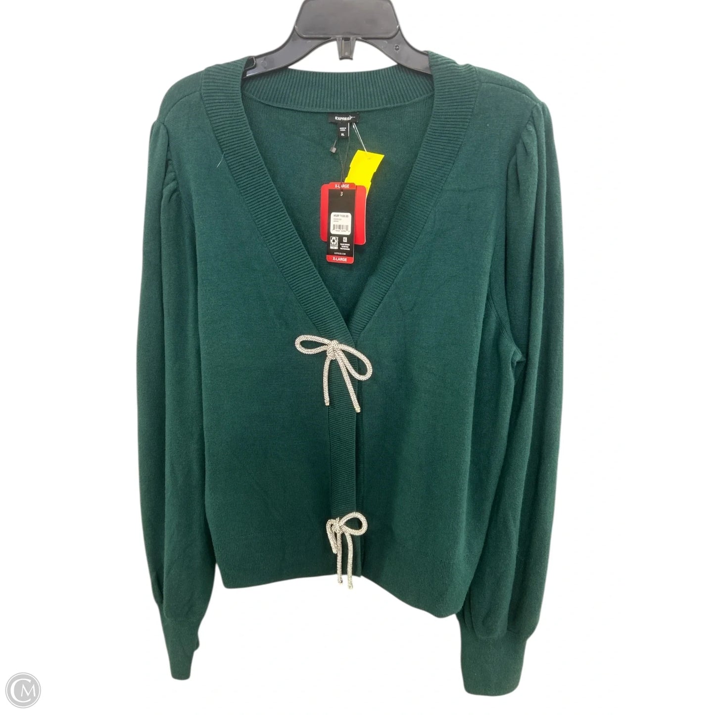 Sweater Cardigan By Express In Green, Size: Xl