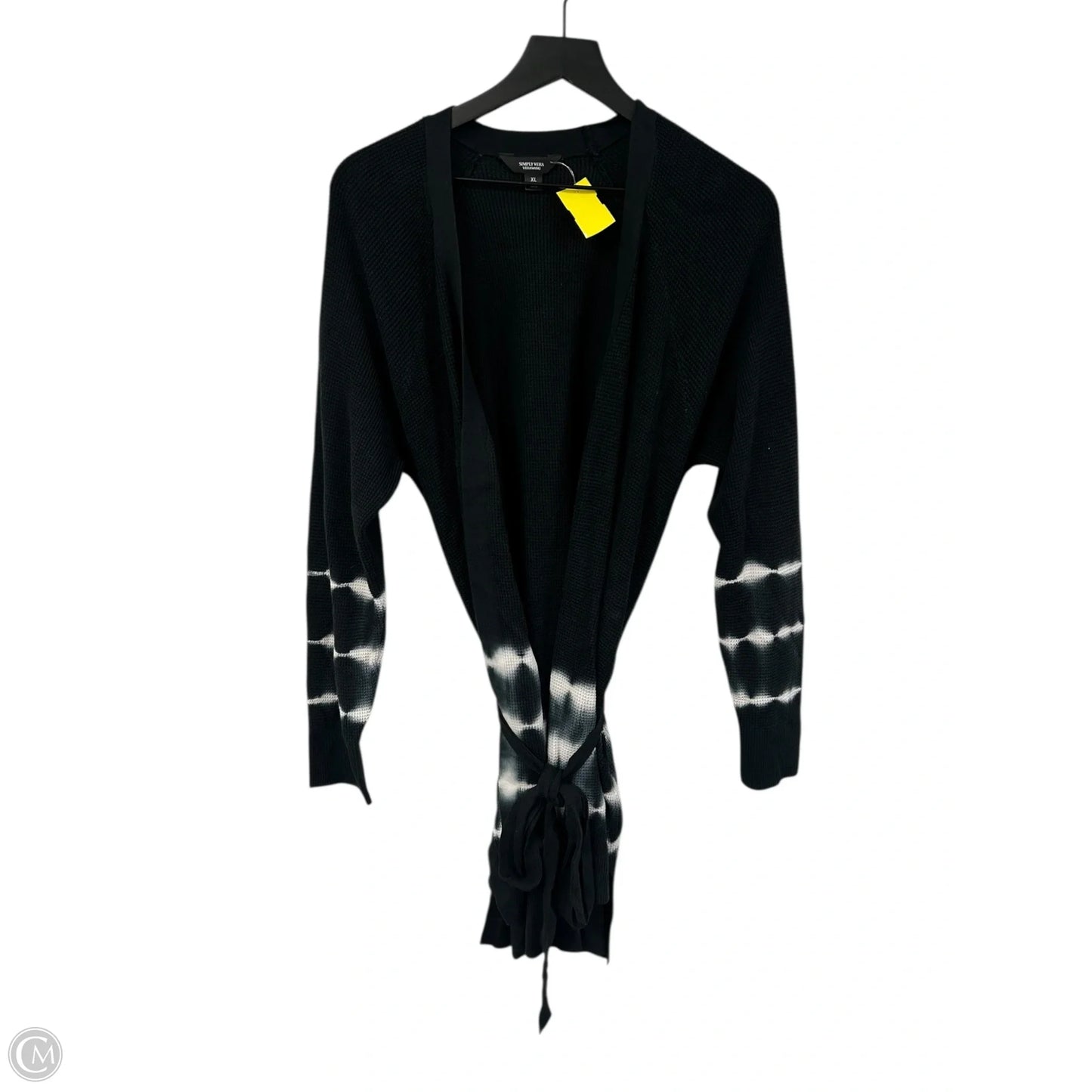 Sweater Cardigan By Simply Vera In Black & White, Size: Xl