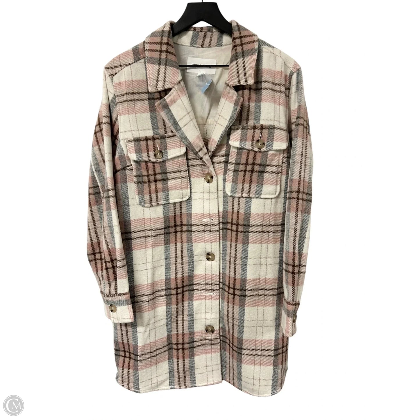 Jacket Shirt By Tribal In Cream & Pink, Size: L