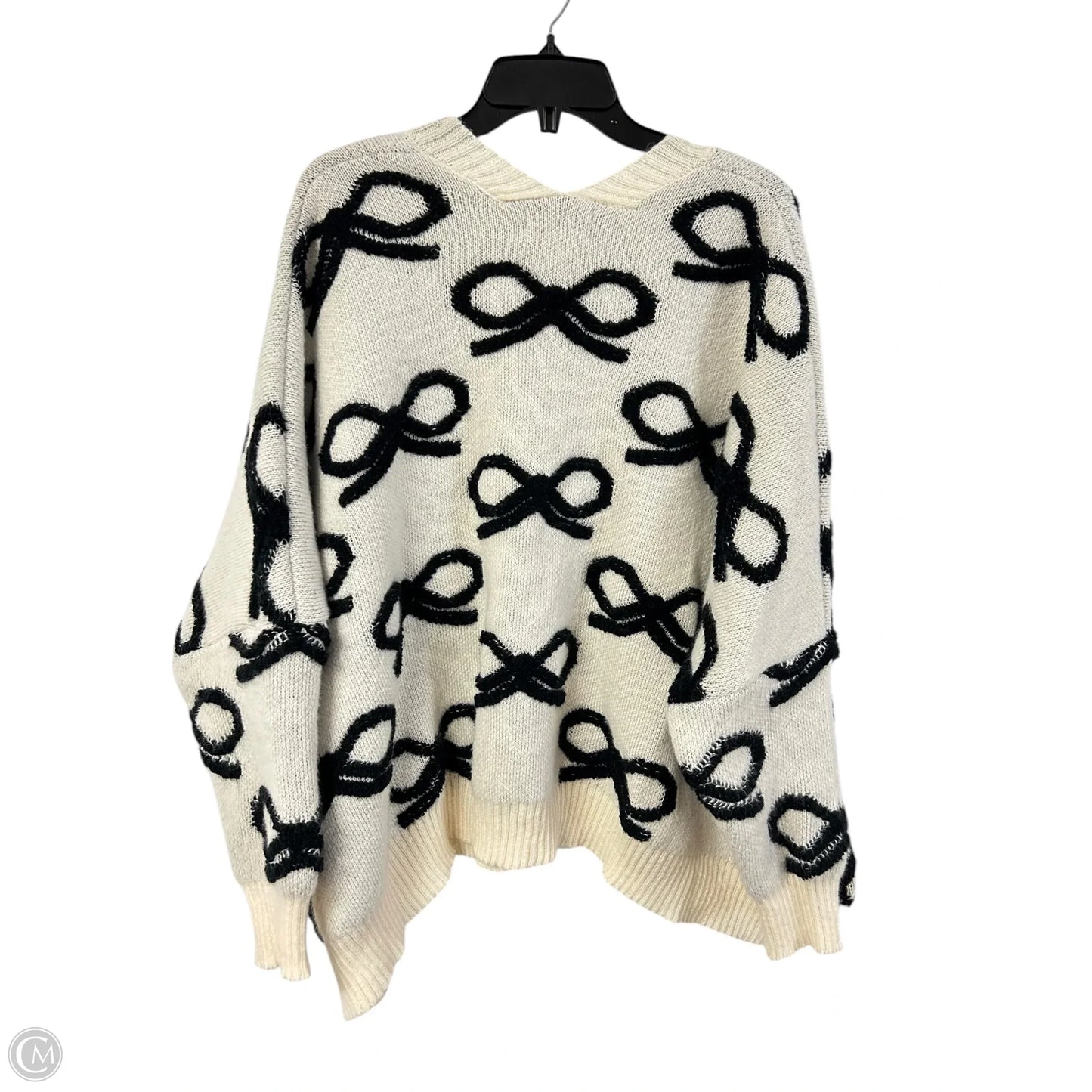 Sweater Cardigan By Bucketlist In Black & Cream, Size: S