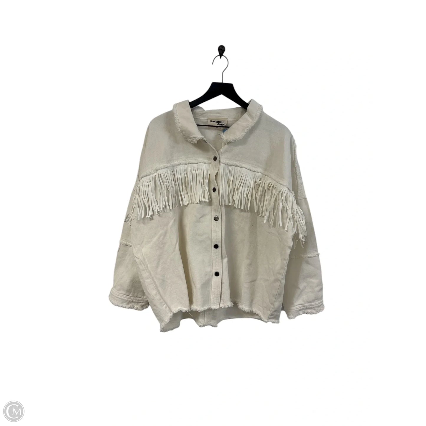 Jacket Denim By Savanna Jane In White Denim, Size: 2x