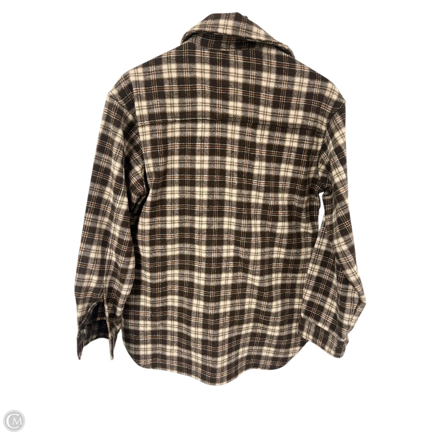 Jacket Shirt By Zyia In Brown & Cream, Size: S