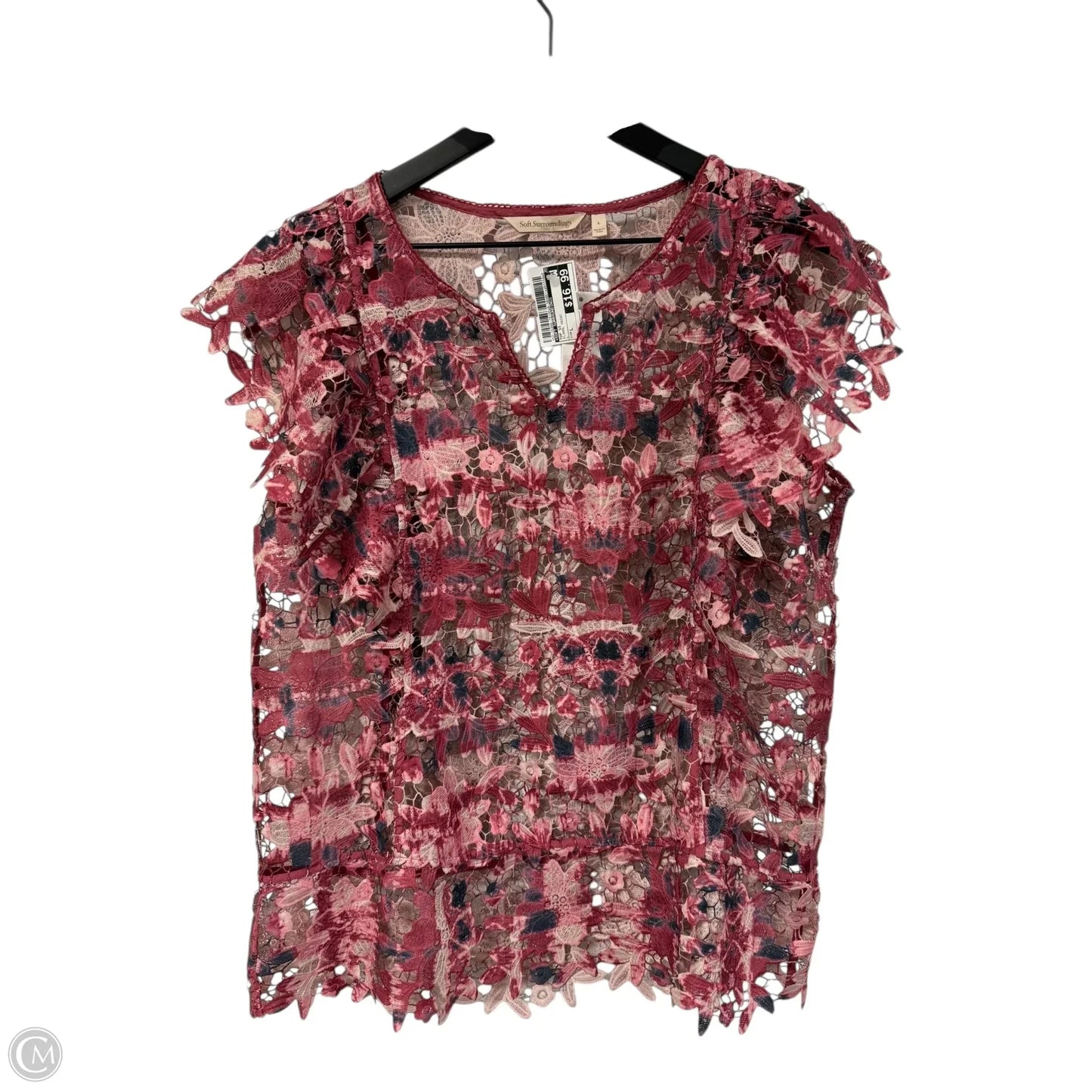 Top Short Sleeve By Soft Surroundings In Floral Print, Size: L