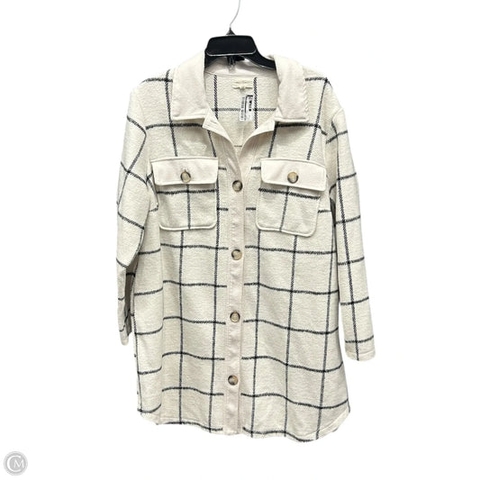 Jacket Shirt By Melloday In Black & Cream, Size: 1x