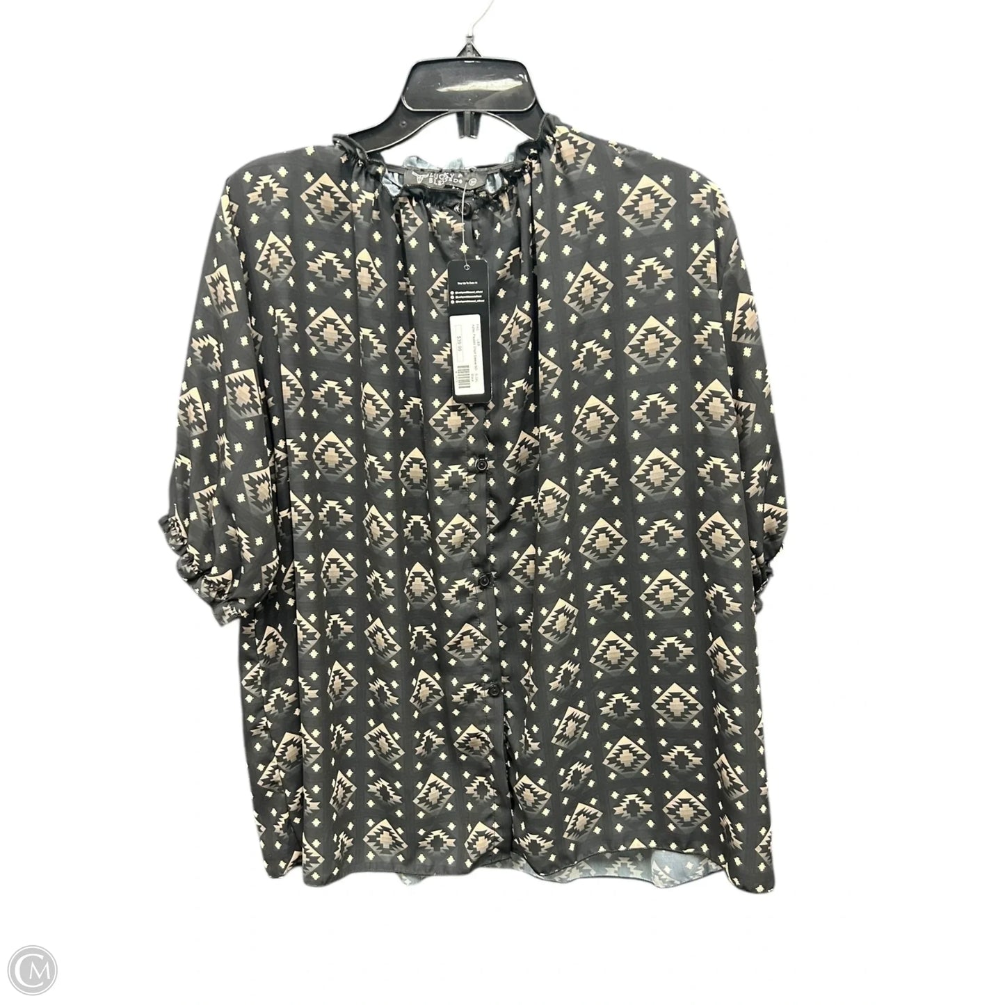 Top Short Sleeve By Lucky & Blessed In Black & Tan, Size: 3x