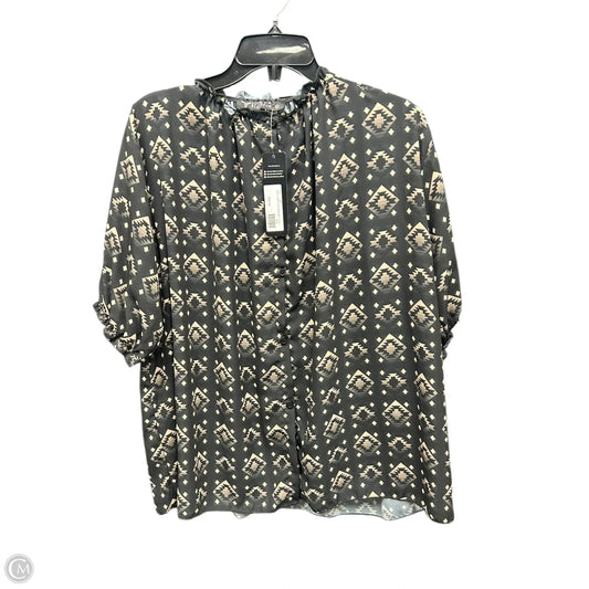 Top Short Sleeve By Lucky & Blessed In Black & Tan, Size: 3x