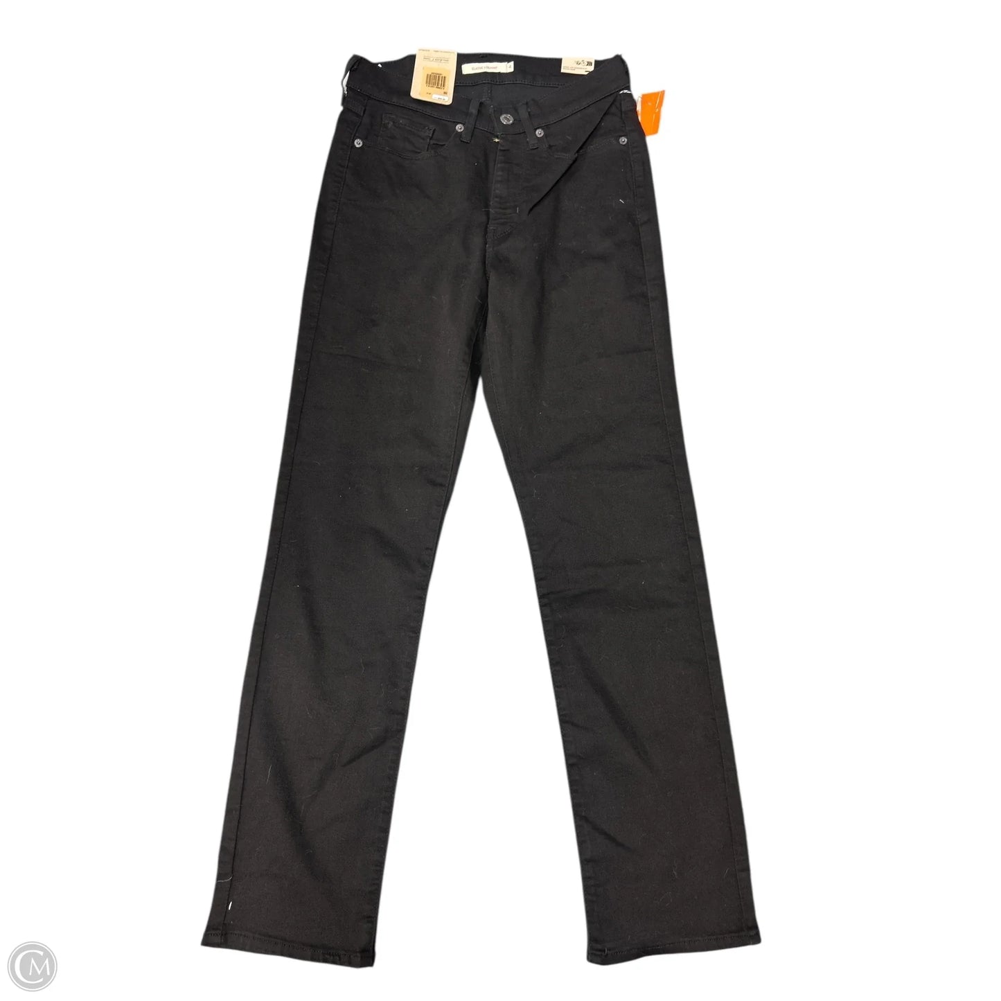 Jeans Straight By Levis In Black Denim, Size: 4