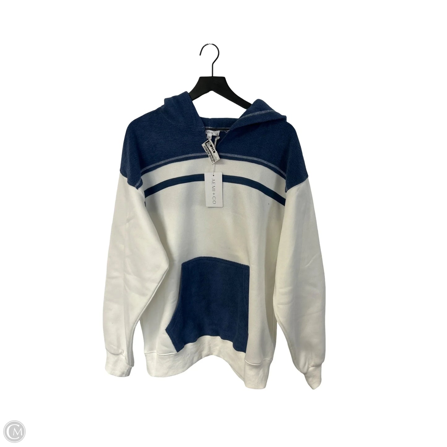 Sweatshirt Hoodie By Cmc In Blue & White, Size: M