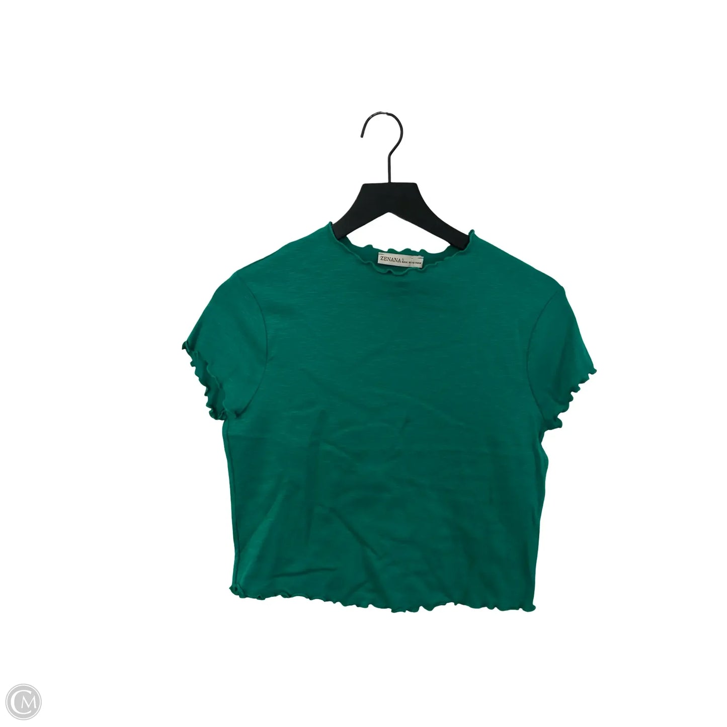 Top Short Sleeve Basic By Zenana In Green, Size: L