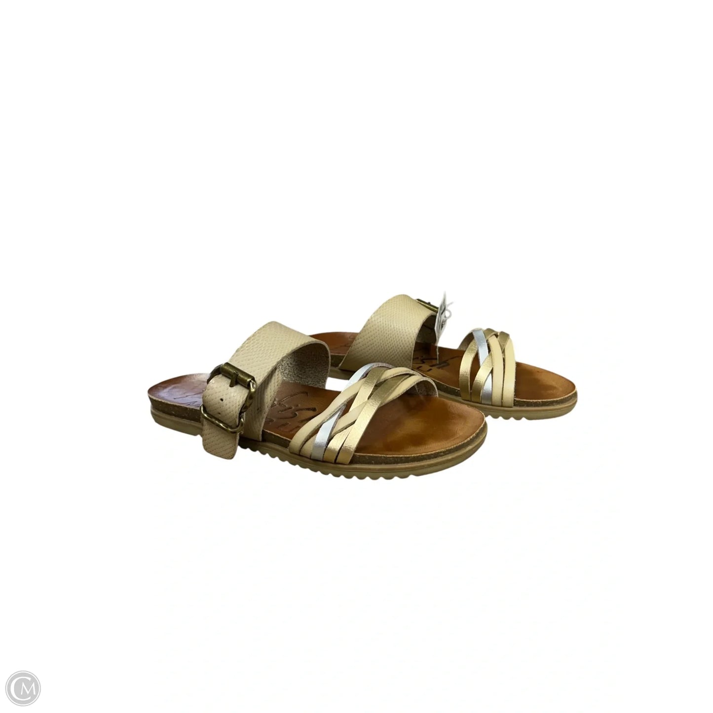 Sandals Flats By Blowfish In Silver & Tan, Size: 6