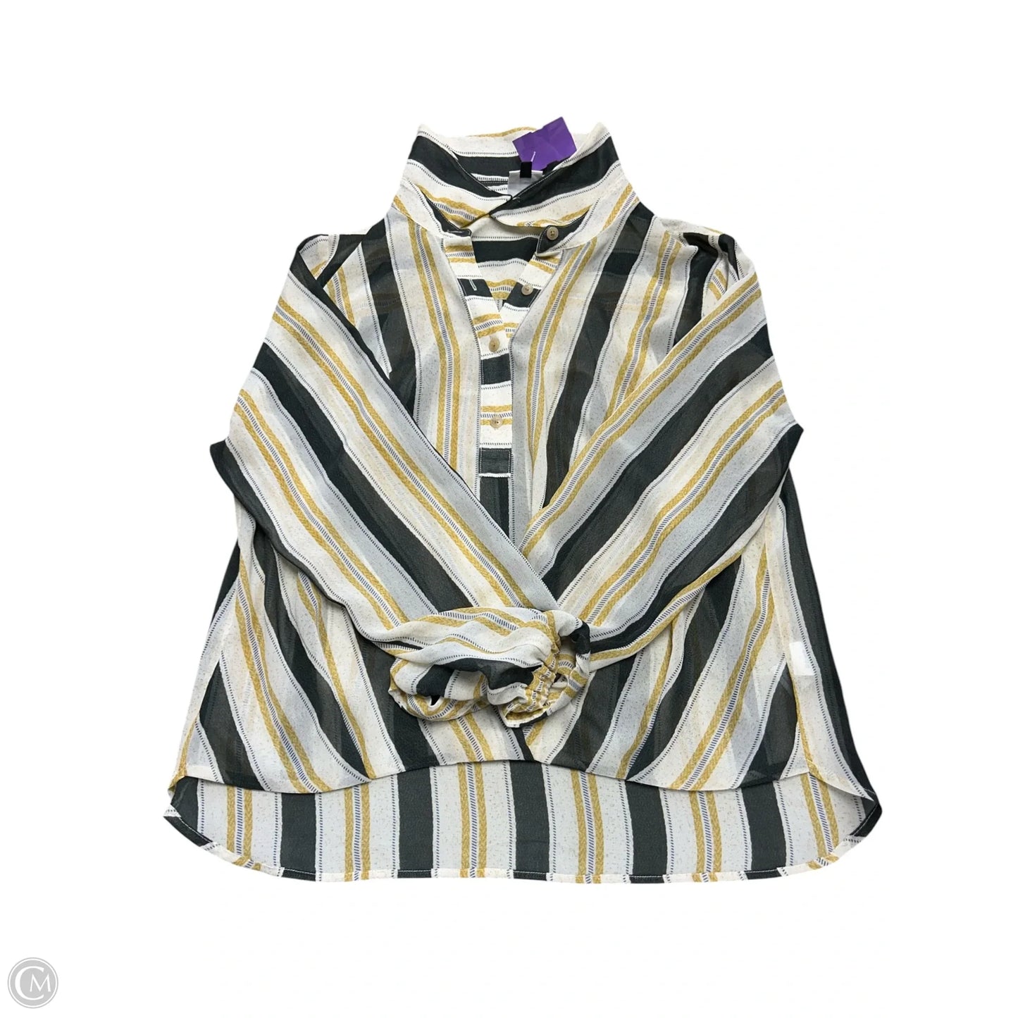 Top Long Sleeve By Cabi In Black & Yellow, Size: M