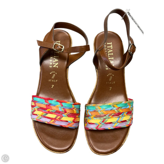 Sandals Heels Platform By Italian Shoemakers In Multi-colored, Size: 7