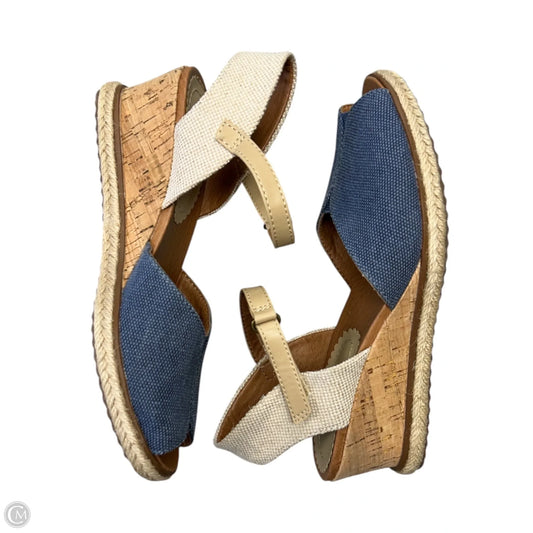 Sandals Heels Wedge By Bare Traps In Blue & Cream, Size: 7