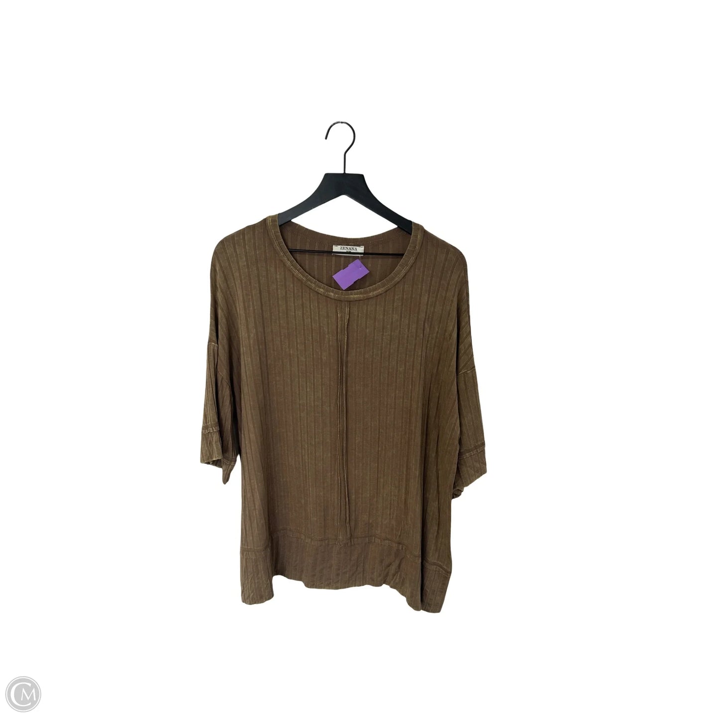 Top Short Sleeve By Zenana In Beige, Size: S