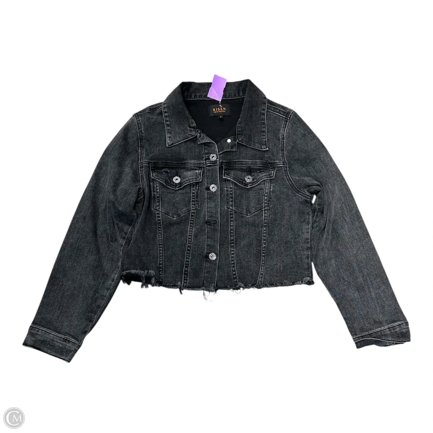 Jacket Denim By Risen In Black Denim, Size: L