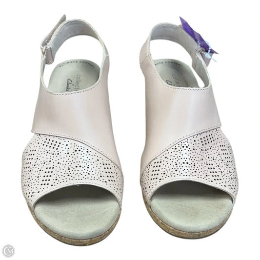 Sandals Heels Wedge By Clarks In Cream, Size: 7.5