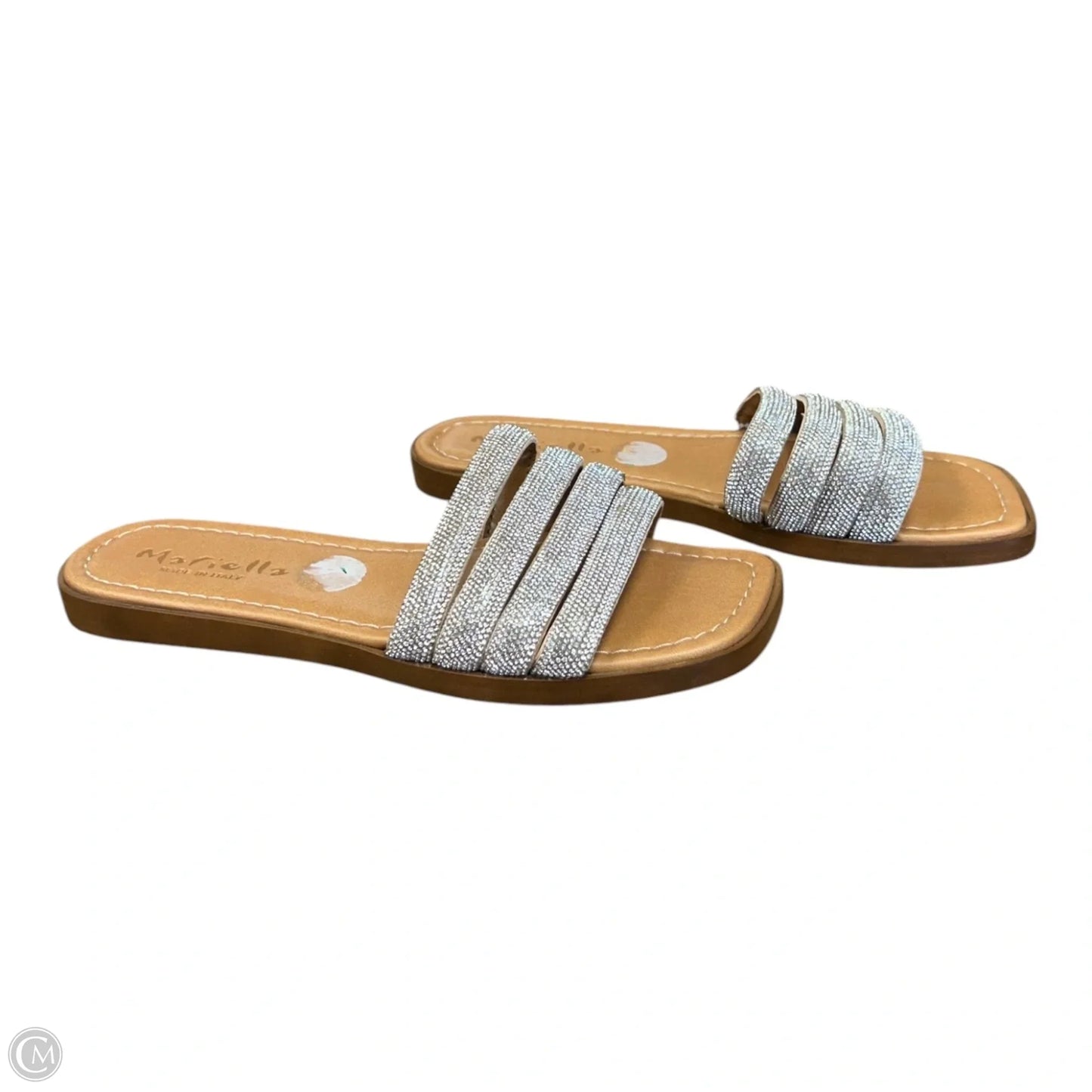 Sandals Flats By Clothes Mentor In Silver, Size: 8