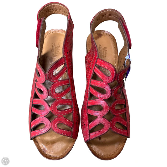Sandals Heels Wedge By Spring Step In Red, Size: 7.5